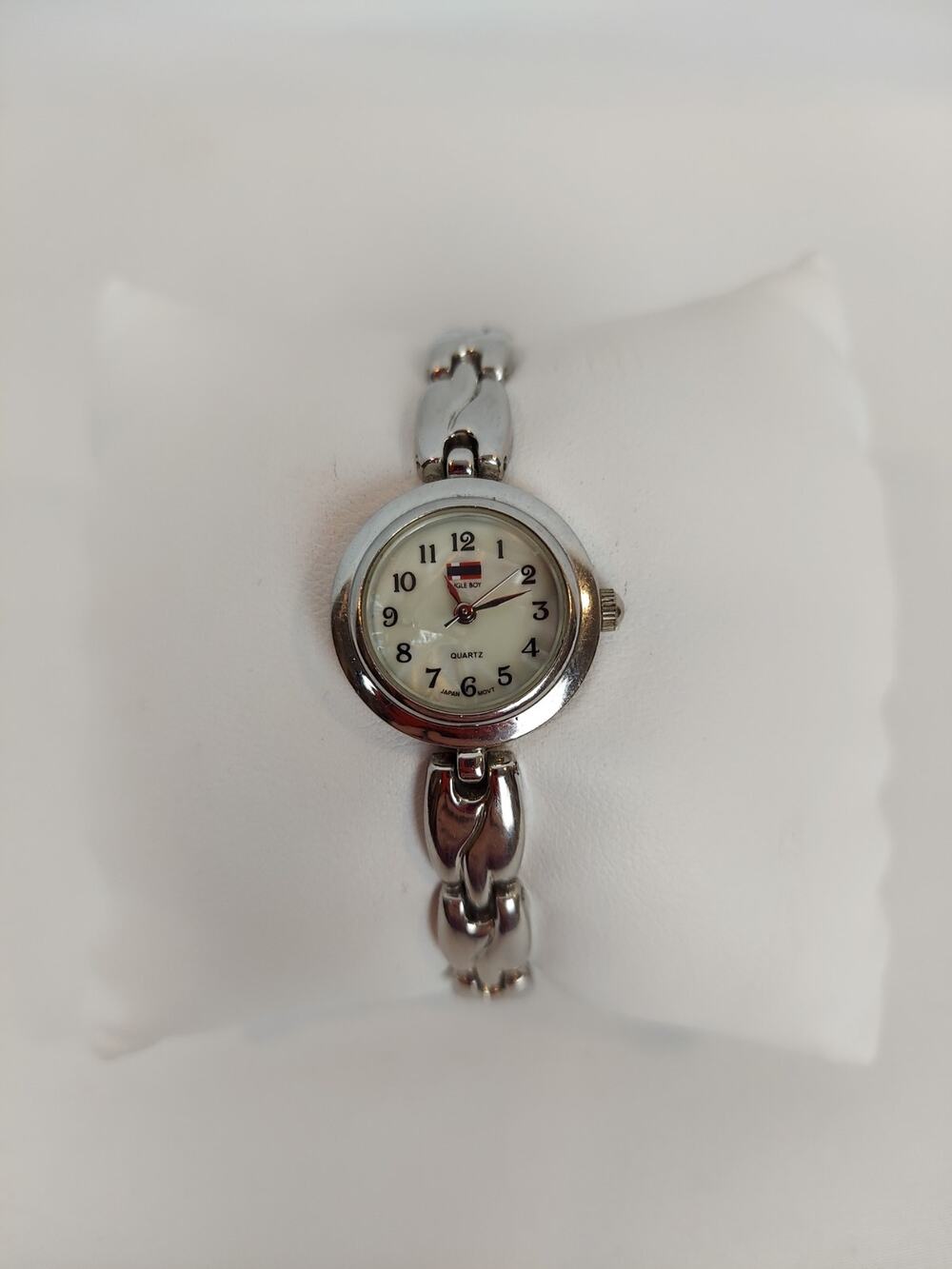 Bugle Boy Quartz Japan Movement Vintage Women's White Dial Silver Tone Watch